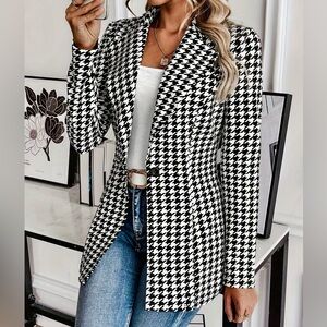 ♥️Hello Gorgeous! Houndstooth Print Lapel Collar Blazer